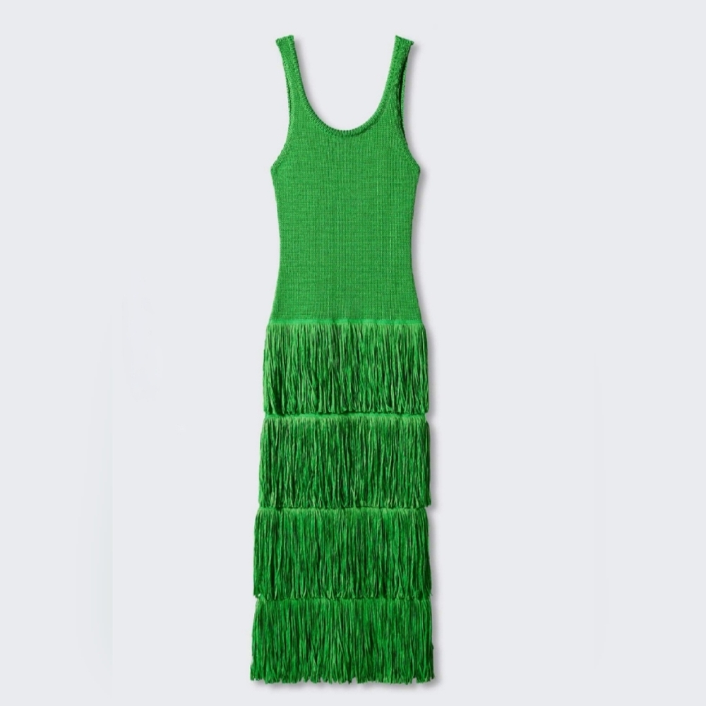 Simon Miller X Mango Green Fringe Dress